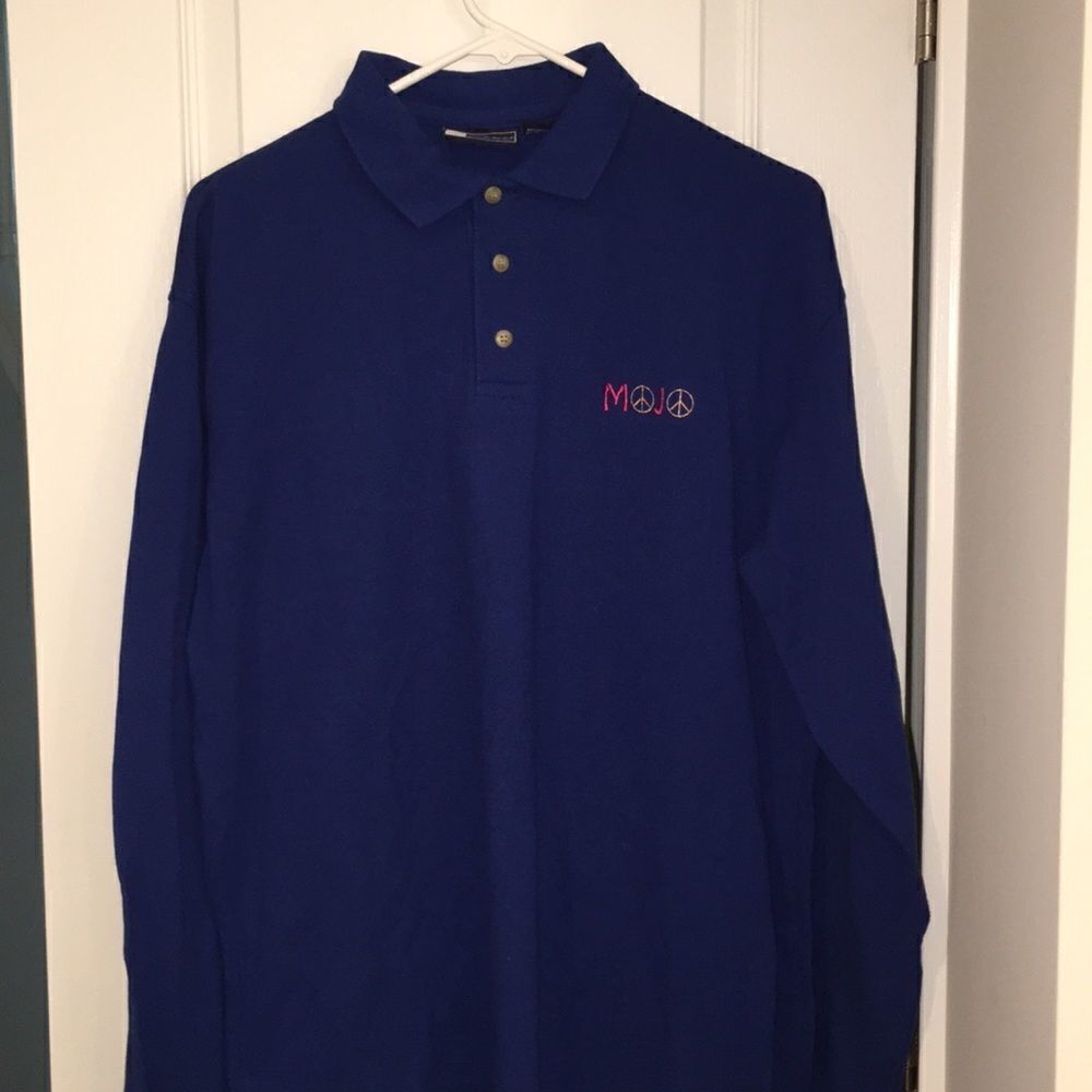 Peace Hippie Rainbow MOJO LS golf polo shirt L